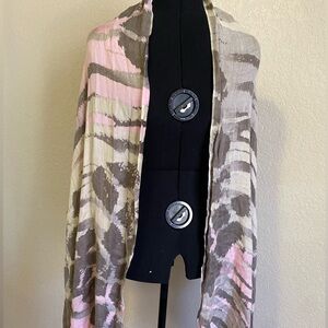 Pink and Grey Animal print Scarf